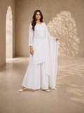 Ilham White Chiffon Hand-Embroidered Chikankari Palazzo Set