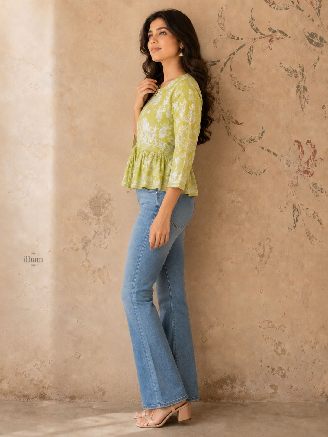 Hand Embroidered Lime short kurti