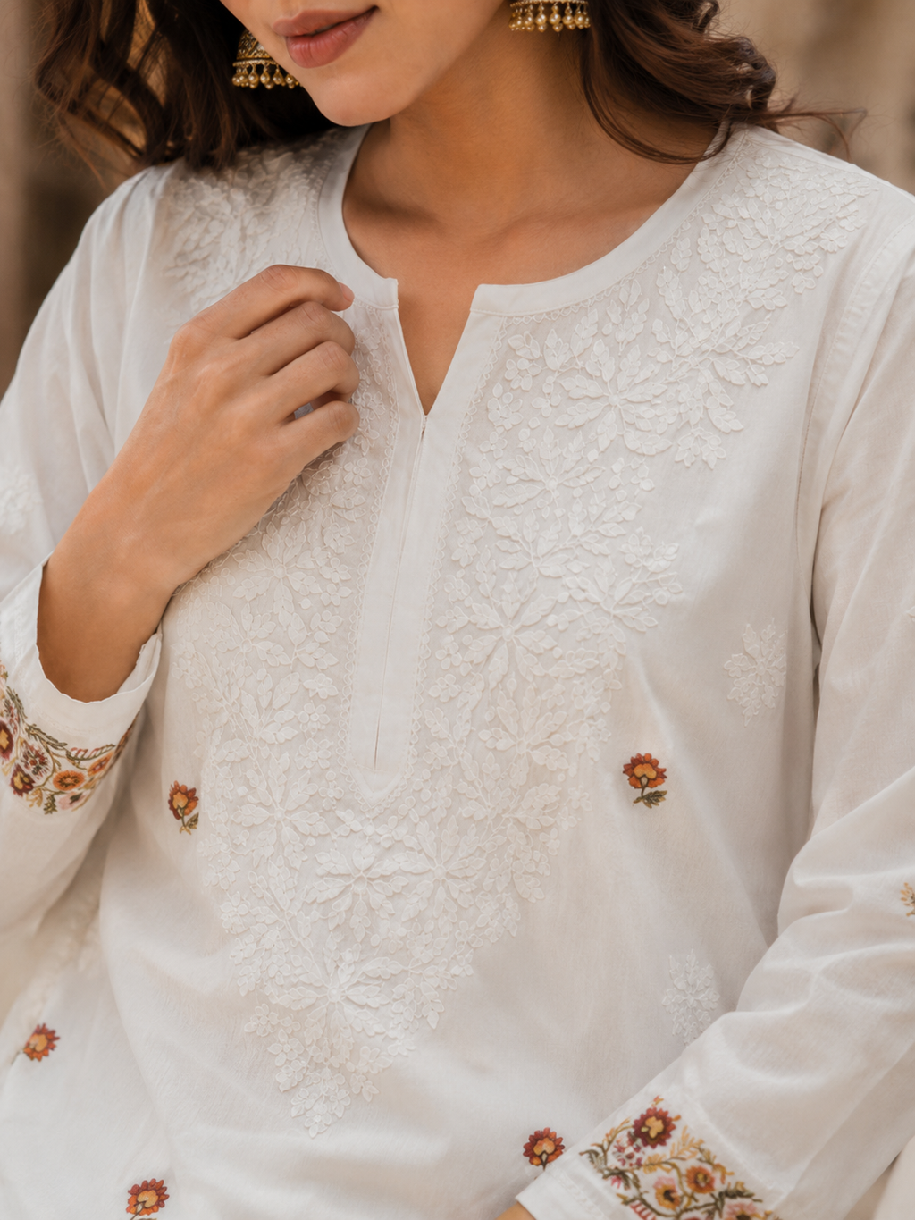 Ivory Hand crafted Chikankari Palazzo Set