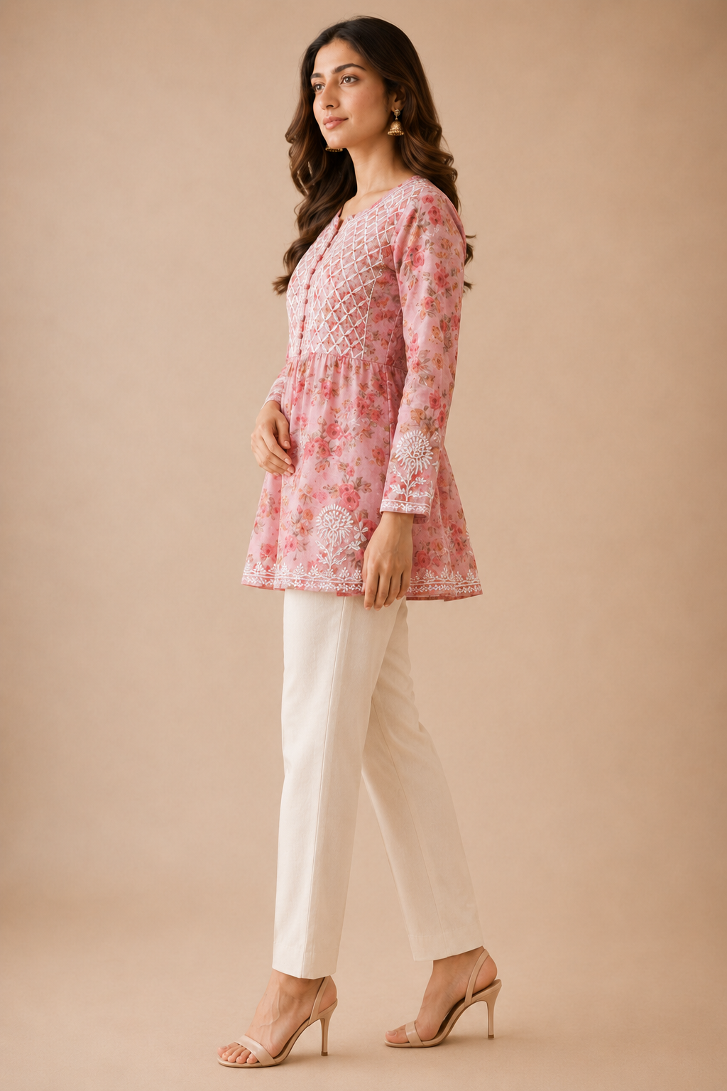 Rose Hand Embroidered Short Kurti