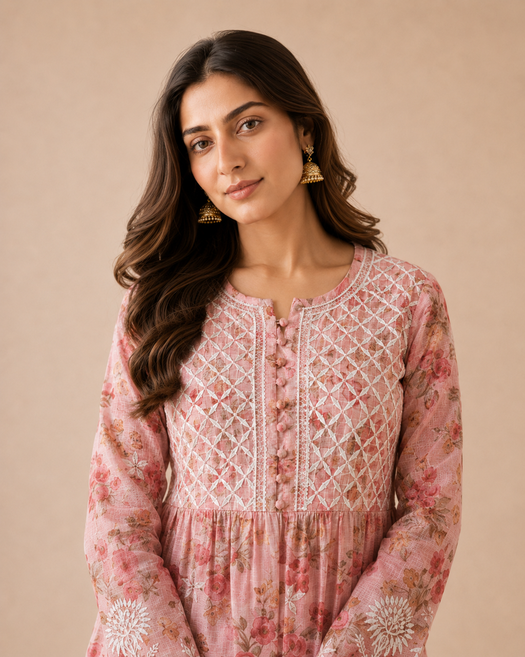 Rose Hand Embroidered Short Kurti
