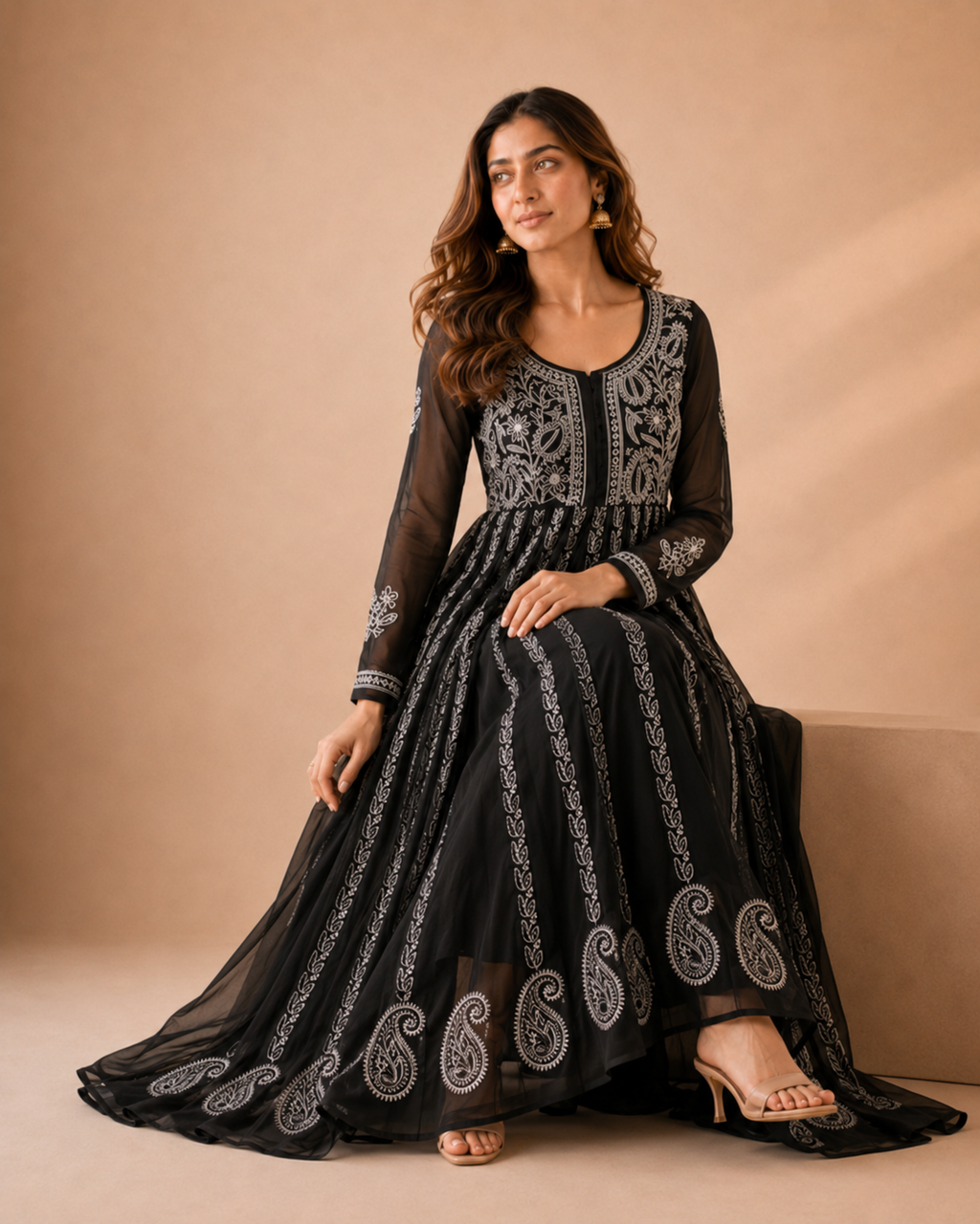 Midnight Chikankari Anarkali