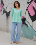 Mint Chikankari Hand Embroidered Short Kurti