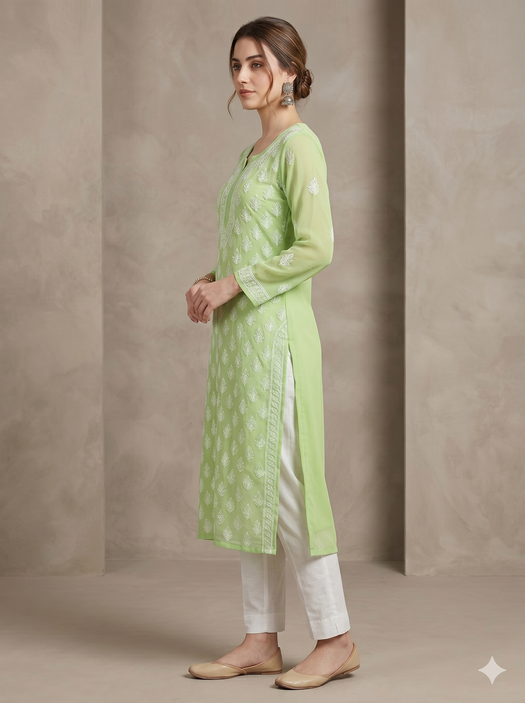 Pistachio Nazakat Chikankari Kurti