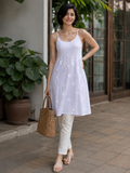 White Hand Embroidered long Spaghetti