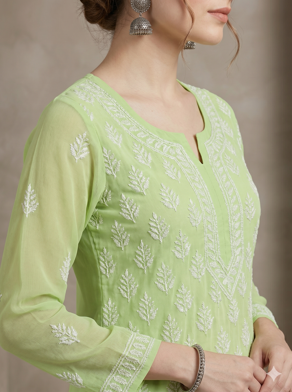 Pistachio Nazakat Chikankari Kurti