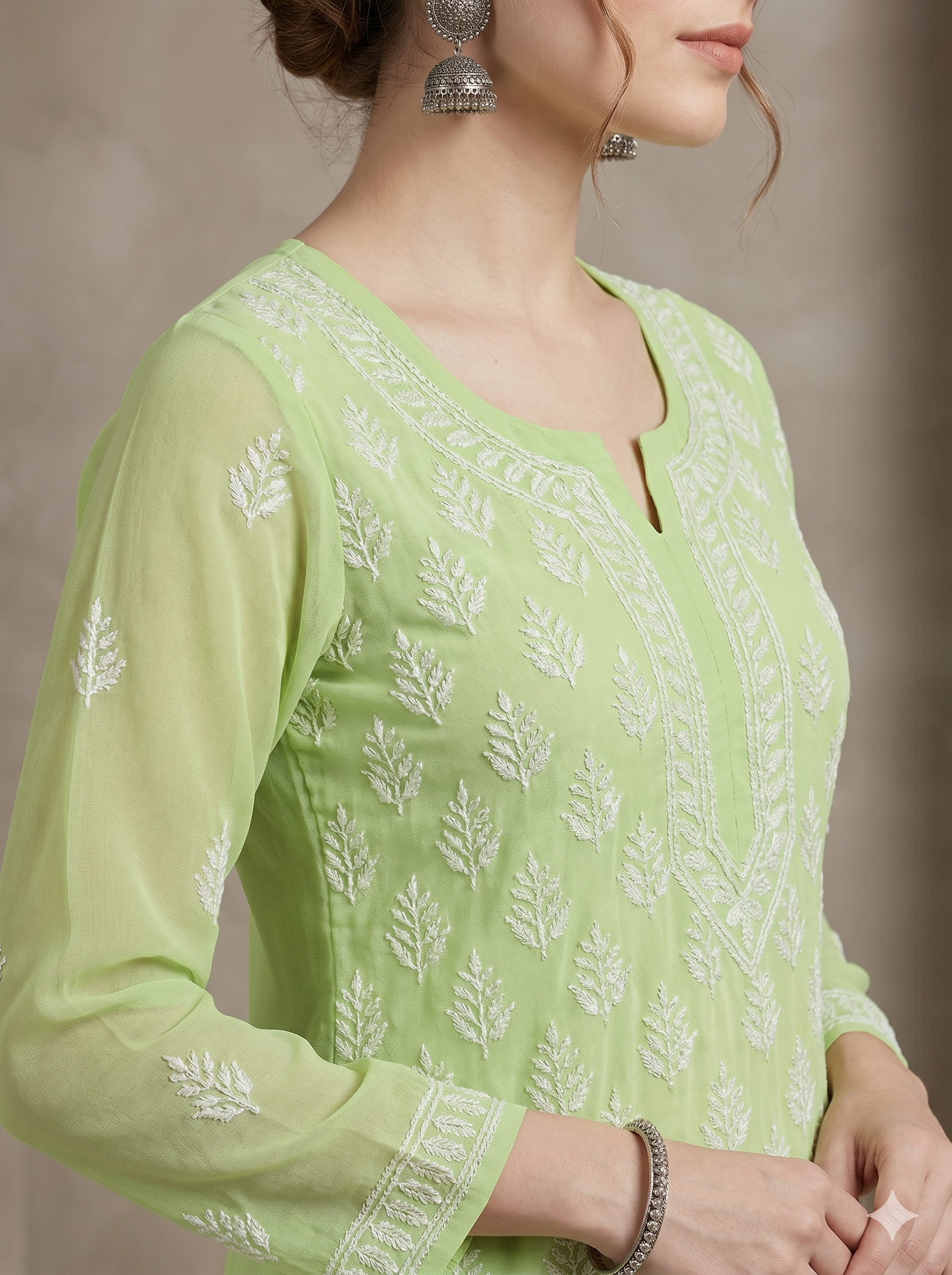 Pistachio Nazakat Chikankari Kurti