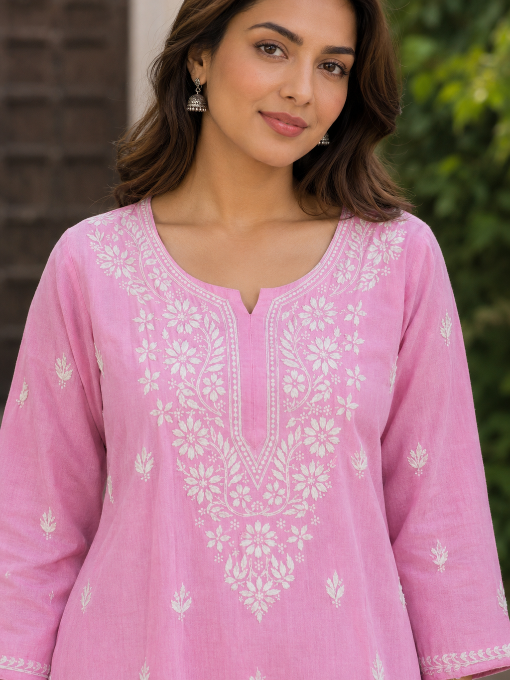 Blush Pink Hand Embroidered Chikankari Kurti