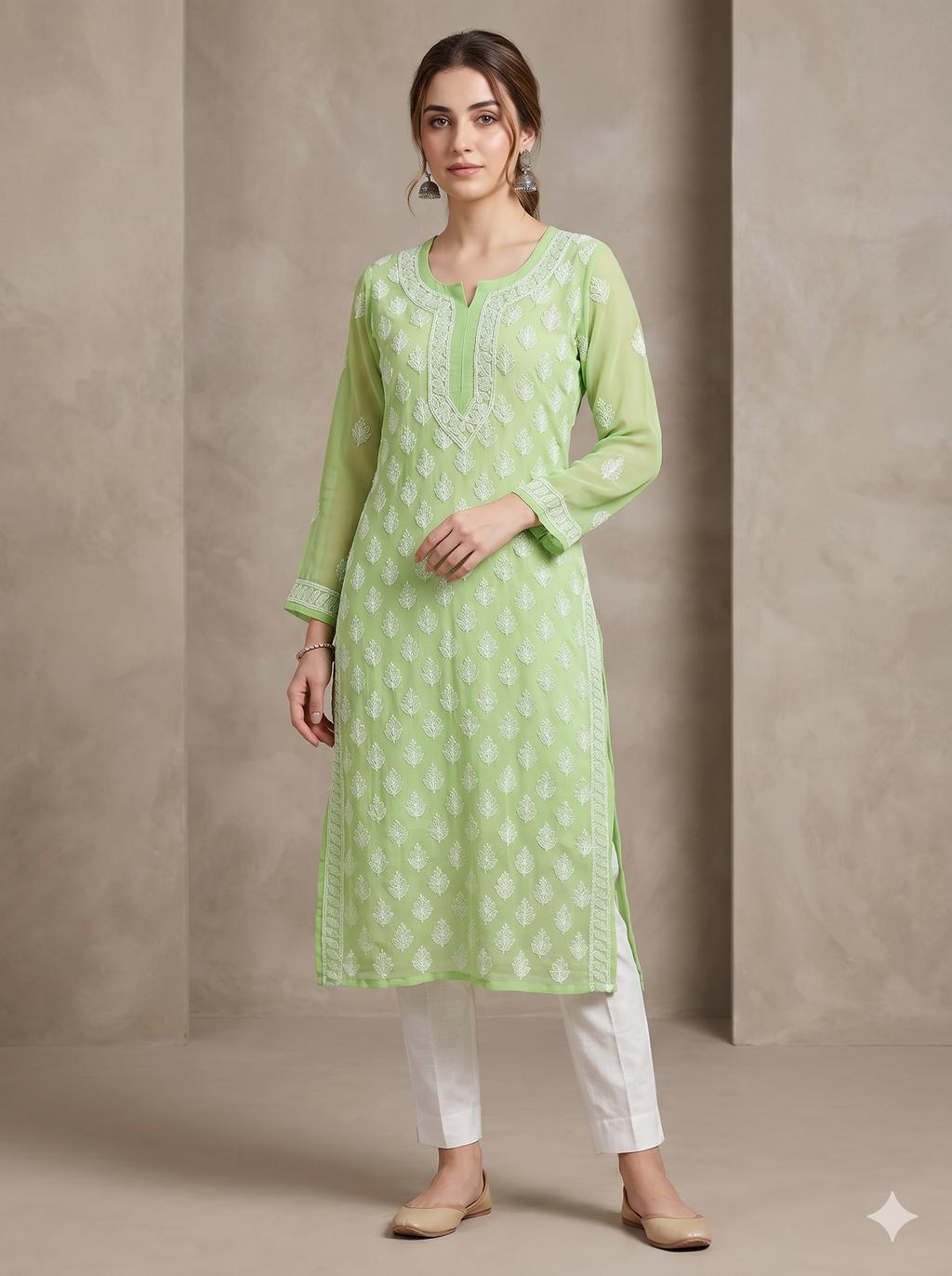 Pistachio Nazakat Chikankari Kurti