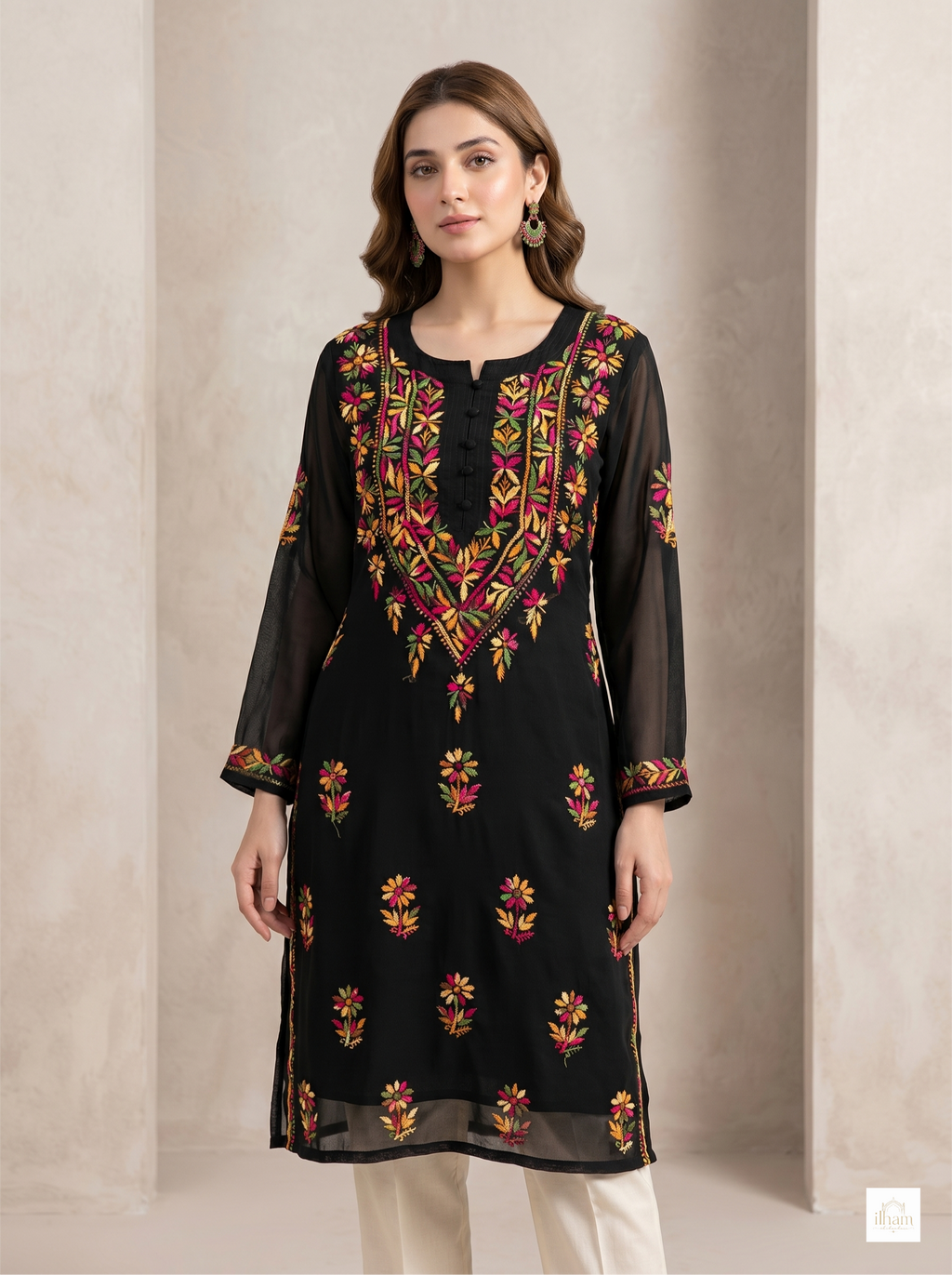 Black Gulbahar Chikankari Kurti