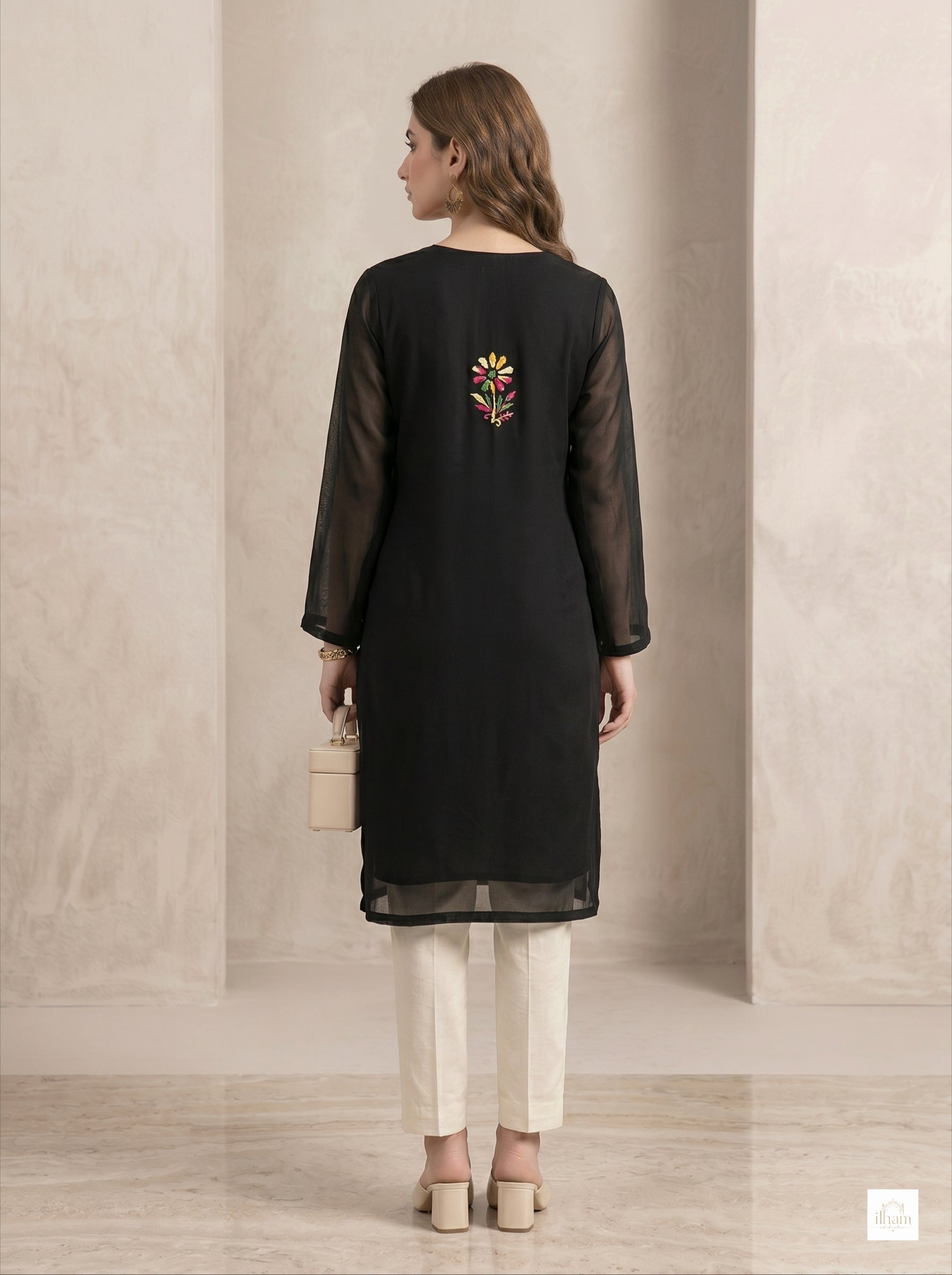 Black Gulbahar Chikankari Kurti