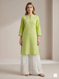 Pista Gul Hand-Embroidered Chikankari Kurti Set 2 pcs